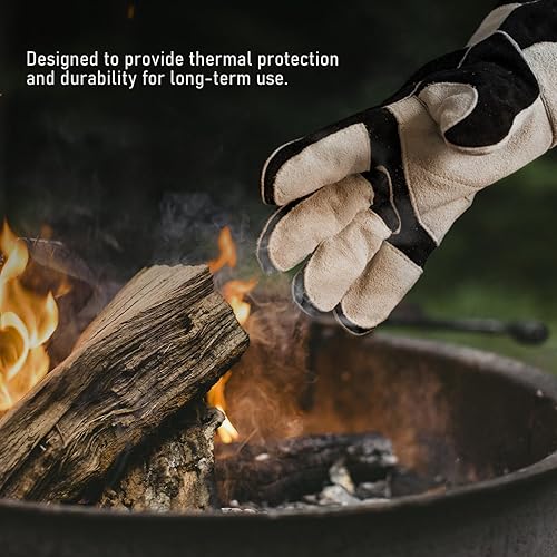 Miniatura 27 de YESWELDER Guantes de soldadura MIG de cuero Forge de 16 pulgadas, 932 ℉, con costuras de Kevlar resistentes al calor/fuego, refuerzos de palma