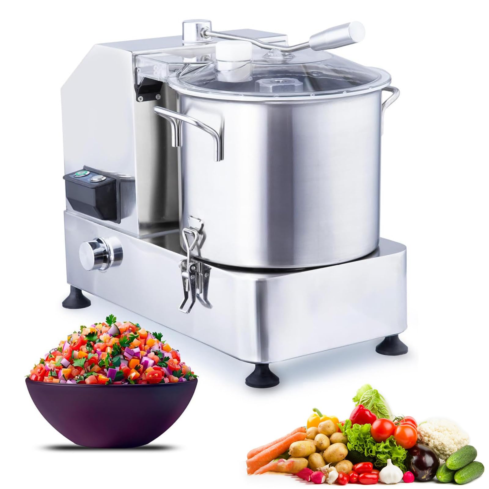 Procesador De Alimentos Automático con Anti-Slip, triturador de Carne y rallador de Verduras, Bowl extraíble. Velocidad Variable, fácil Limpieza, para Uso intensivo 9L