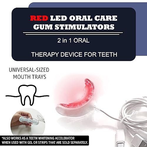 Miniatura 4 de Dispositivo oral de luz roja - Terapia avanzada de encías y solución de alivio del dolor de muelas - con 16 luces LED. Incluye adaptadores USB y