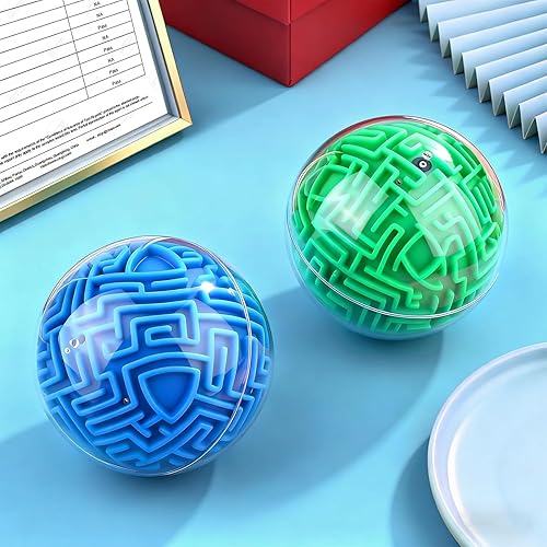 Miniatura 8 de Paquete de 2 bolas de rompecabezas de laberinto 3D, juego de rompecabezas de cerebro, cubo de memoria de gravedad, regalo de juguete educativo
