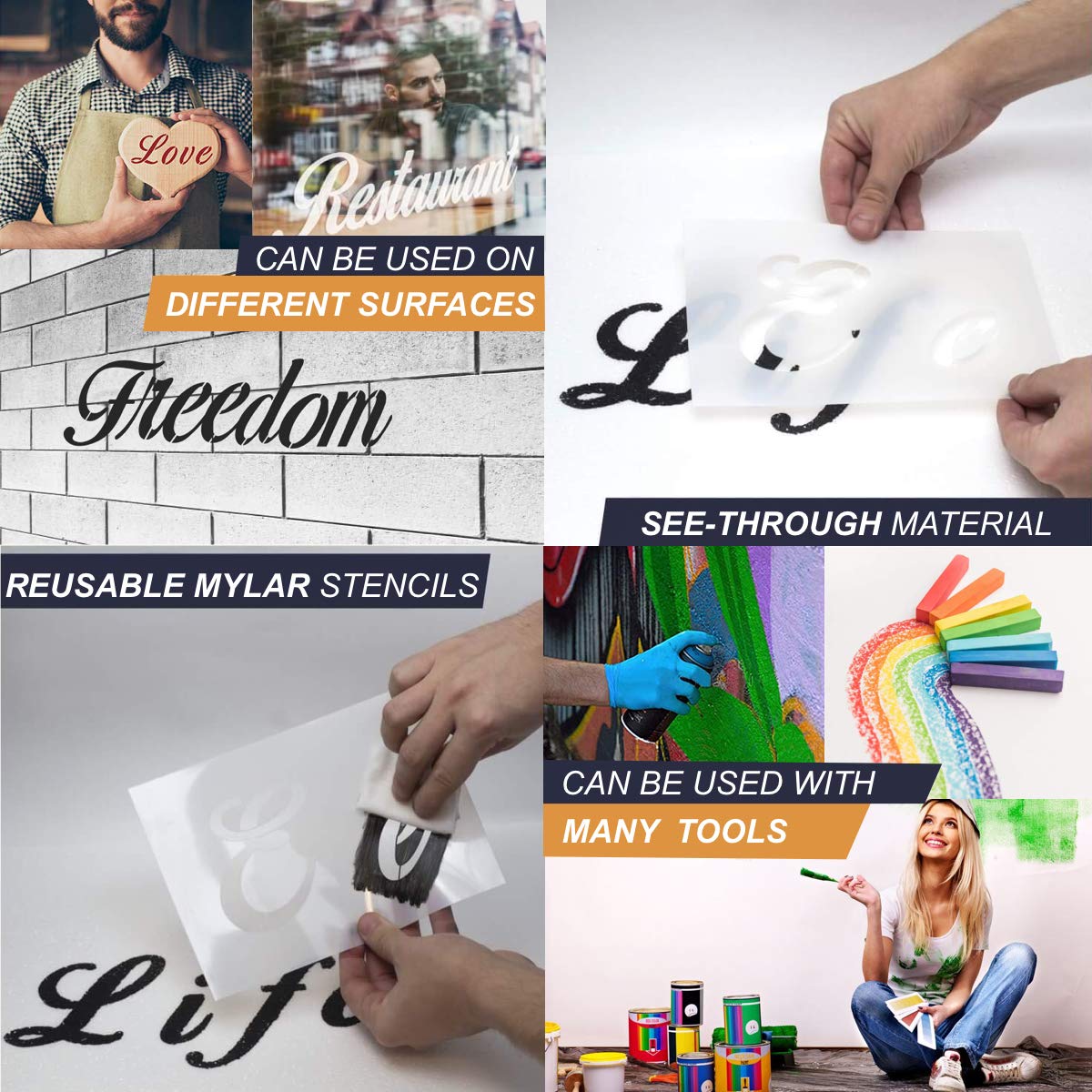 WefreeLetter Stencils for Painting on WoodAlphabet Stencils with 2