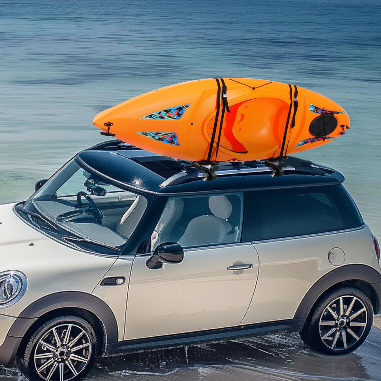 VEVOR Porte-Kayak pour Toit 1 Paire, Barres de Toit Souples en J, pour Kayak, Planche de Surf, Canoë, SUV
