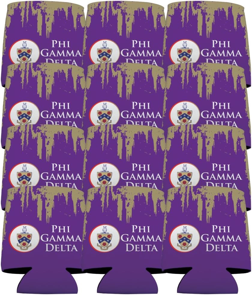VictoryStore Can and Beverage Coolers - Phi Gamma Delta, Crest and Phi Gamma Delta Design, Set of 12