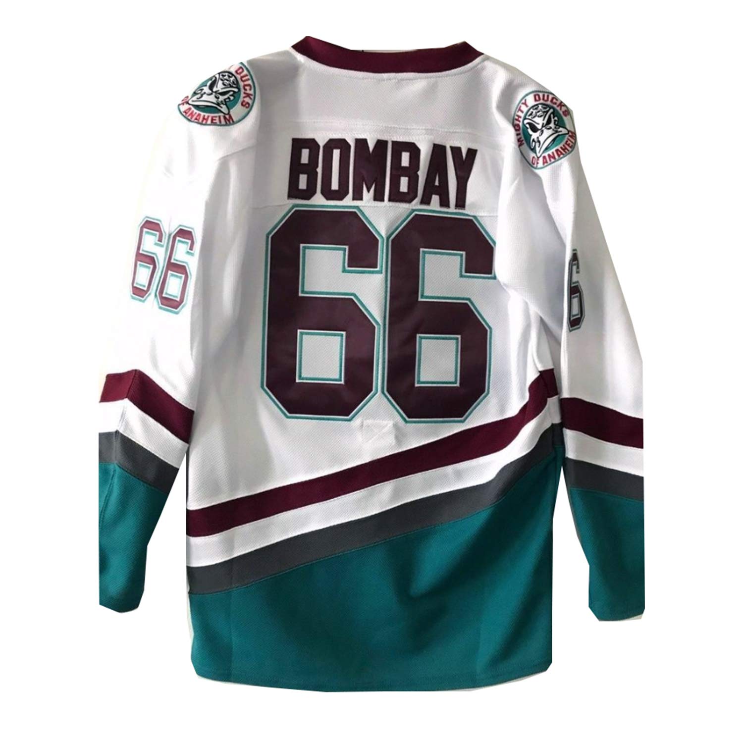 AIFFEE Men's Hockey Jersey #66 Bombay Ducks Ice Hockey Jerseys White Color Size S-XXL (XXL)