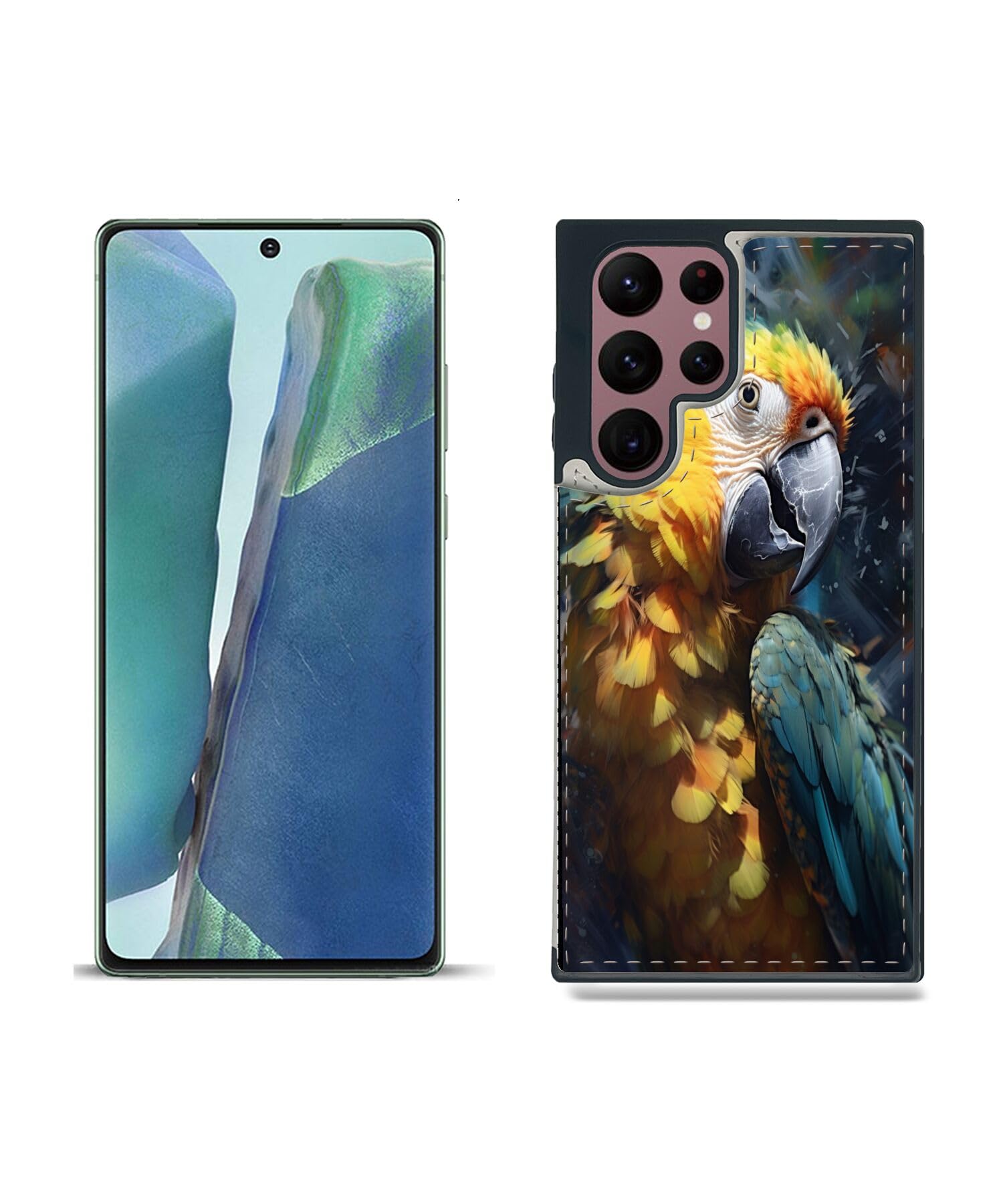 Card Wallet Phone Case for Samsung S22 Ultra Card Wallet Case Parrot-aa338 - Premium Design with Kickstand - Multiple Card Pockets and Cash Holder - Advanced Drop Protection Multicolor