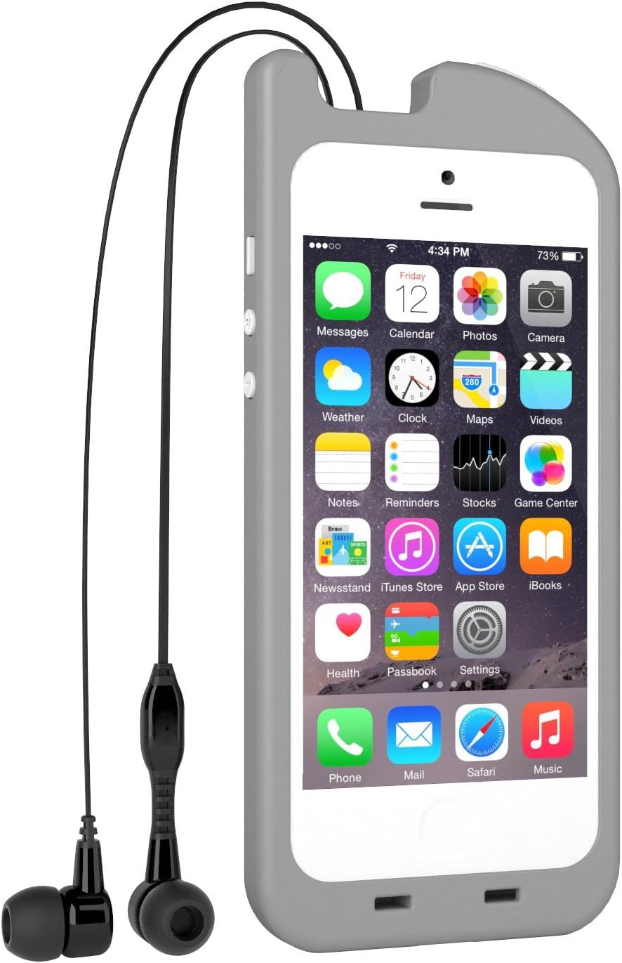 Digital Treasures TurtleCell Retractable Headphone Case for iPhone 5/5s - Retail Packaging - Gray