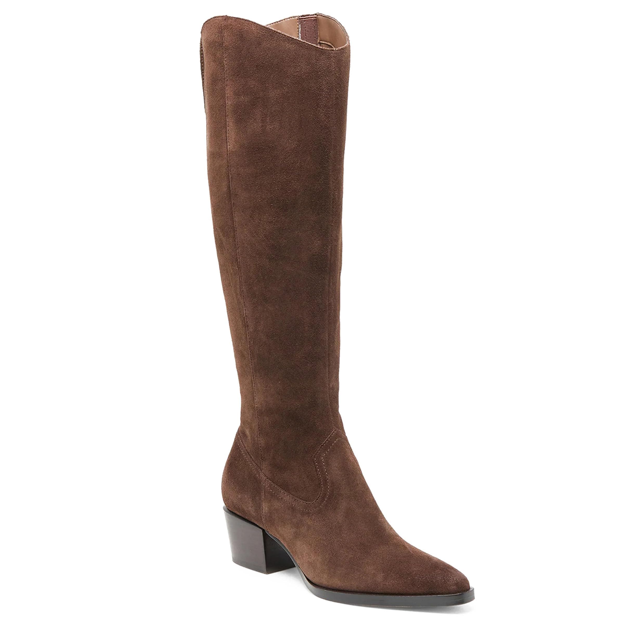 MICIFA Suede Knee High Boots for Women Pointed Toe Chunky Block Heel Tall Boots Western Fashion Comfortable Boot