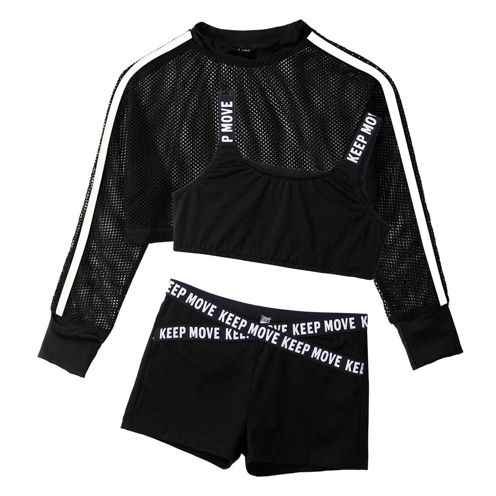 Completo Sportivo Bambina 2 Pezzi - Crop Top E Shorts Per Danza E Ginnastica - Foto 3