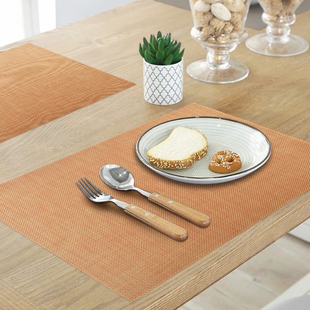 homEdge PVC Placemat, 4 PCS of Non-Slip Heat Resistant Place Mats, Washable Vinyl Placemats, Set of 4 -Dark Golden - Image 4
