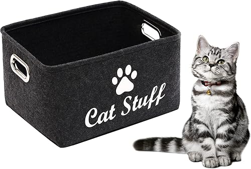 Ropa y accesorios para gatosJuguetes para gatosCesta de almacenamiento de suministros para mascotasContenedor con asas, Solución de almacenamiento