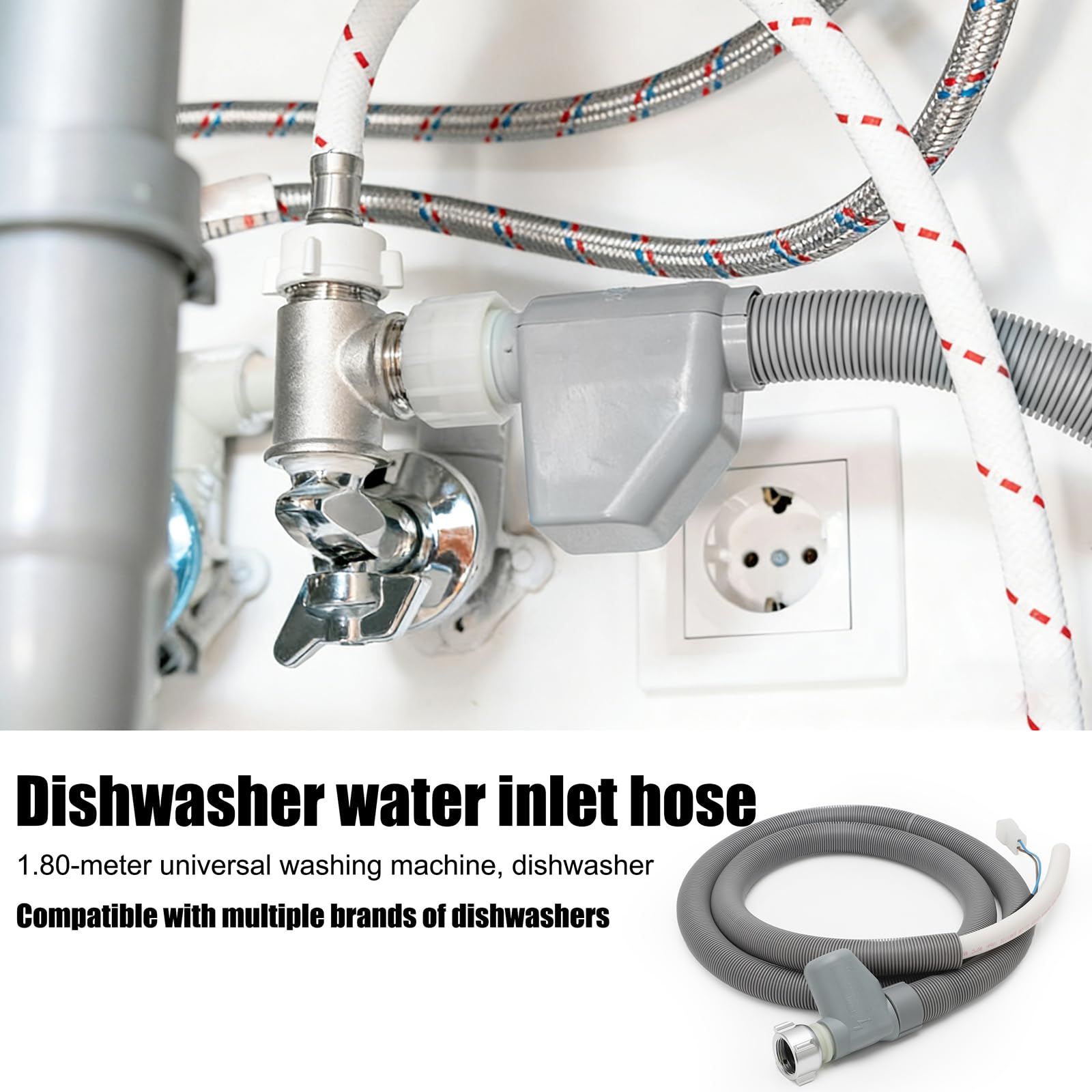 VIOKS Aquastop slang vaatwasser 1,80 m vervanging voor Miele 10499864 7638501 5268990 10499862 7638500 wateraansluiting vaatwasser - slang 3/4 inch waterstop vaatwasser Mondia Meteor EuroStar