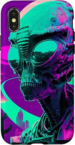 Miniatura 7 de iPhone 12 Pro Max Cool Retro Alien Sunset Tropical Trippy Vaporwave Sky Art Case
