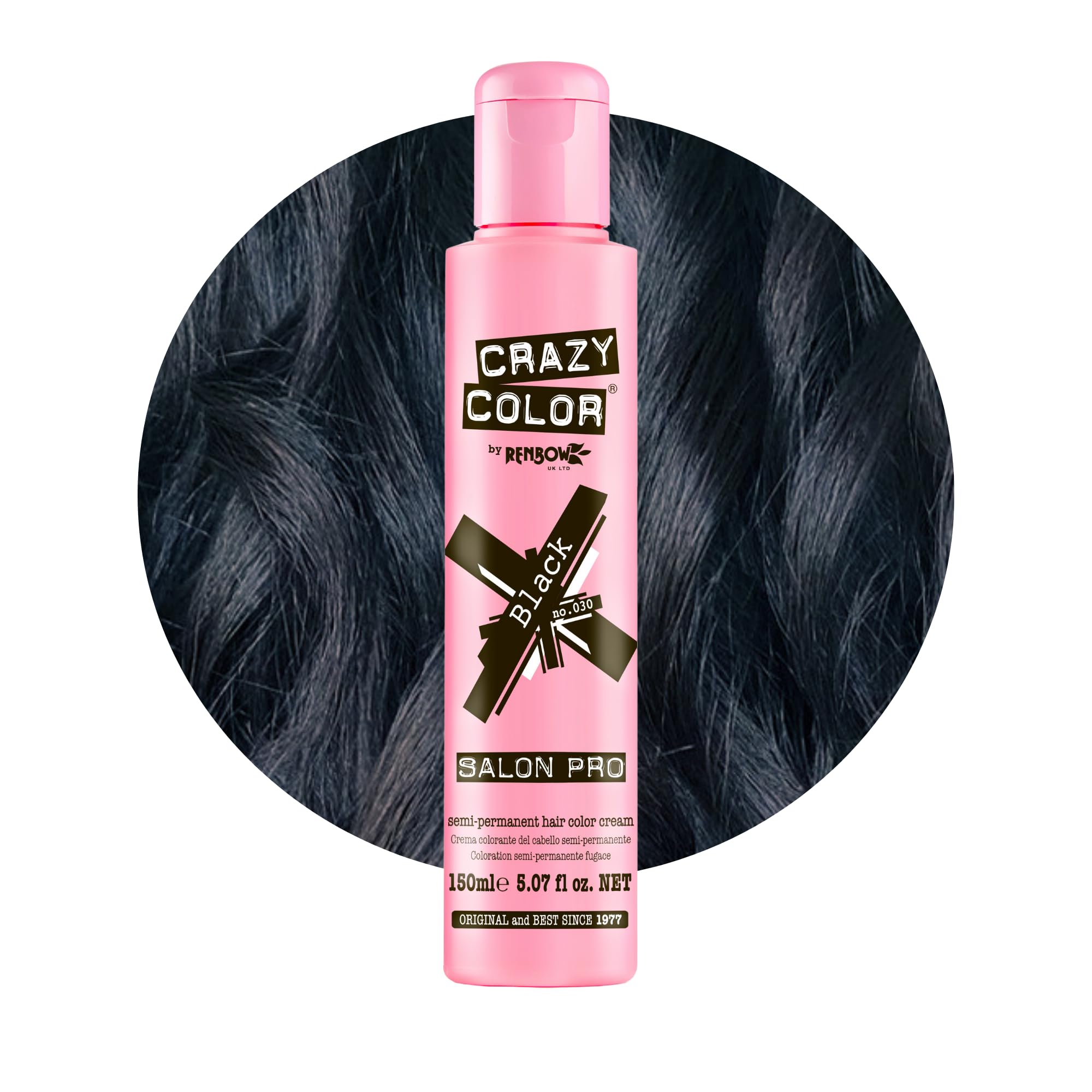 Crazy Color Crazy Color Salon Pro Semi Permanent Hair Color - 030 Black Hair Color Women 5.07 oz