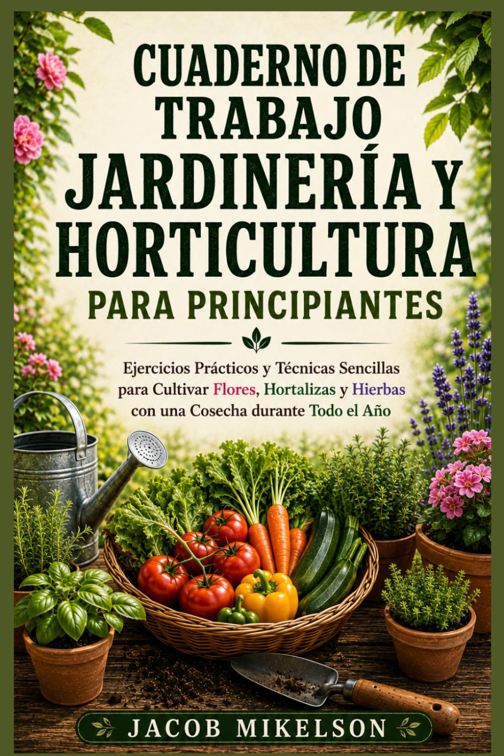 CUADERNO DE TRABAJO JARDINERÍA Y HORTICULTURA PARA PRINCIPIANTES: Ejercicios Prácticos y Técnicas Sencillas para Cultivar Flores, Hortalizas y Hierbas con una Cosecha durante Todo el Año