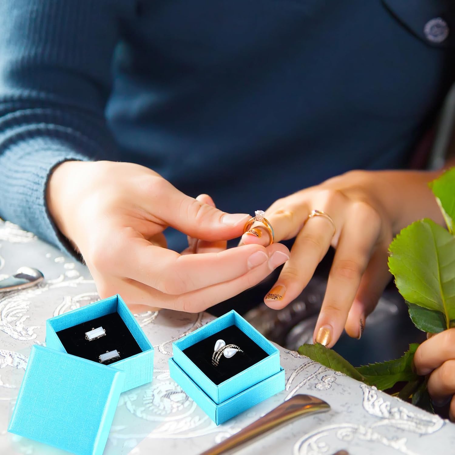 Yinkin 72 Pcs Jewelry Ring Gift Boxes Bulk 2 x 2 x 1.2 Inch Ring Necklace Earring Boxes for Weddings Christmas
