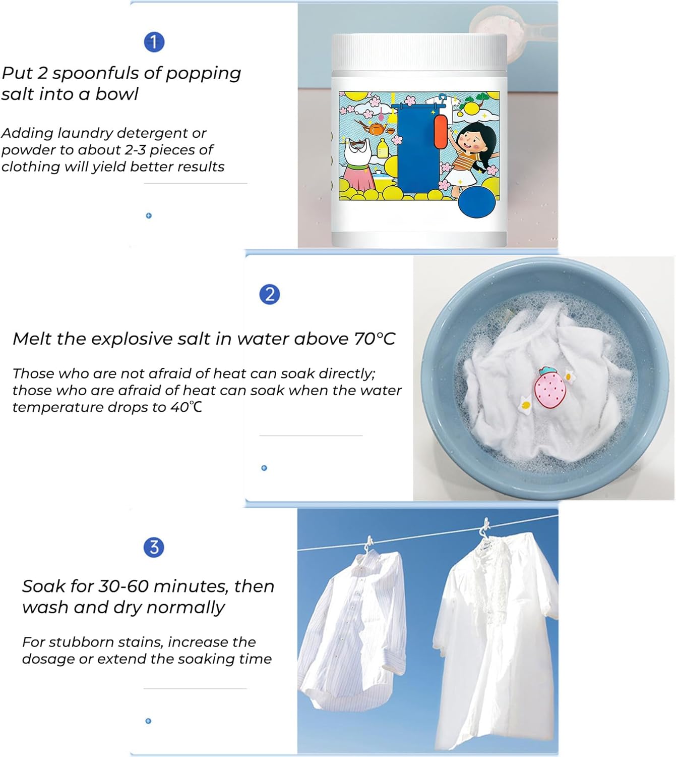 Hyper Concentrated Laundry Detergent Powder, Oxygen Laundry Booster & Strong Stain Remover for Clothes, Chlorine-Free Formula Safe for Mother and Baby, Lifts Milk, Sweat & Oil Stains (1 Pcs)