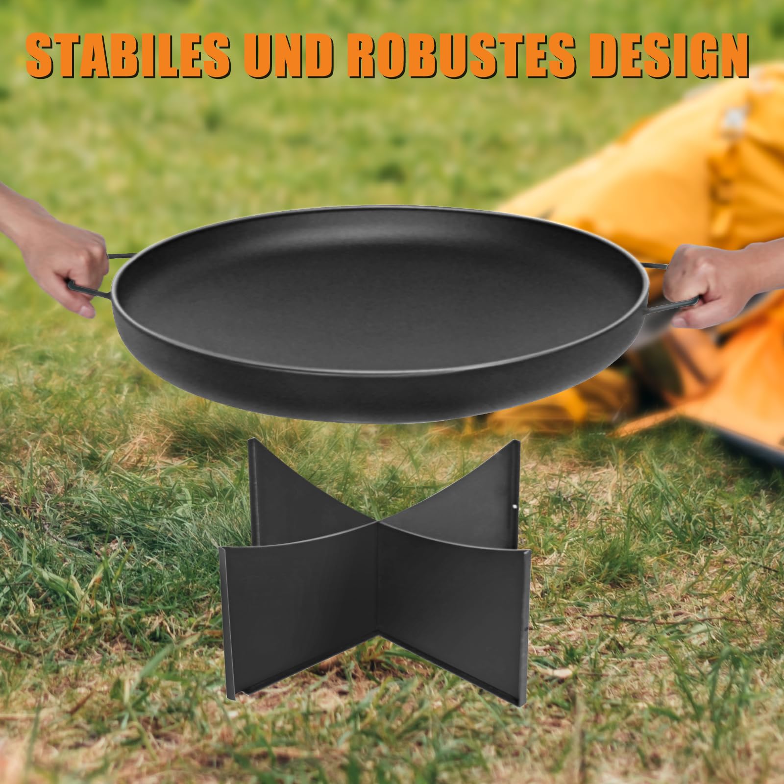 HYCHIKA Feuerschale 60cm Durchmesser,Feuerstelle Feuerkorb Feuertonne Feuerschalen Feuerkörbe für den Outdoor Camping Garten