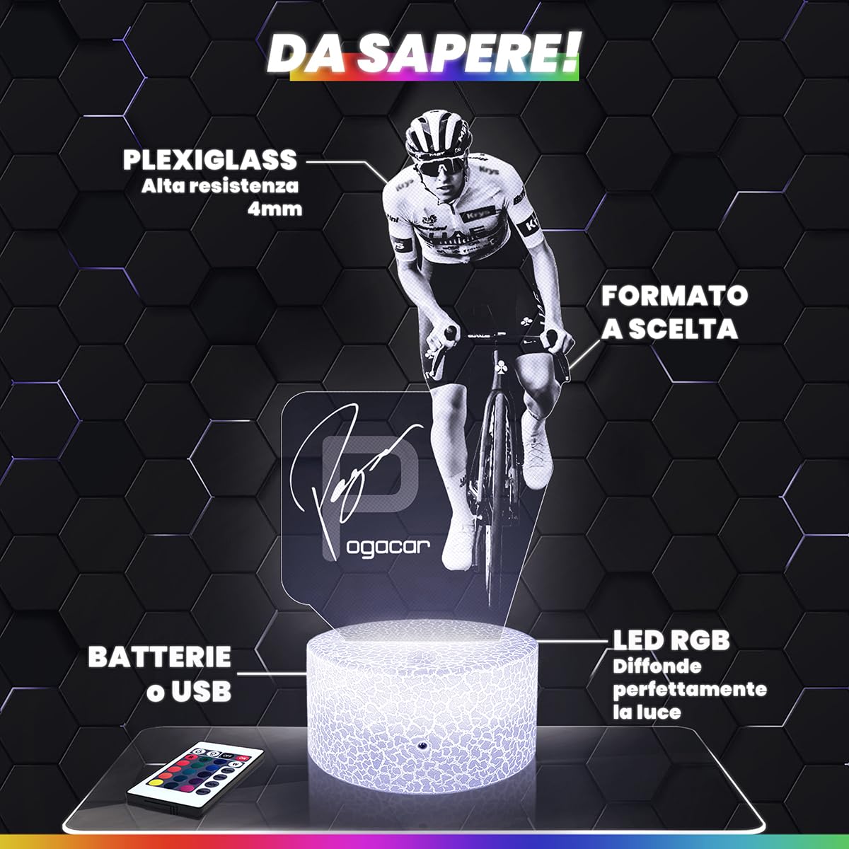 Lampada Led 3D R. Bardet Ciclismo decorazione Bicicletta Ciclista. Idea