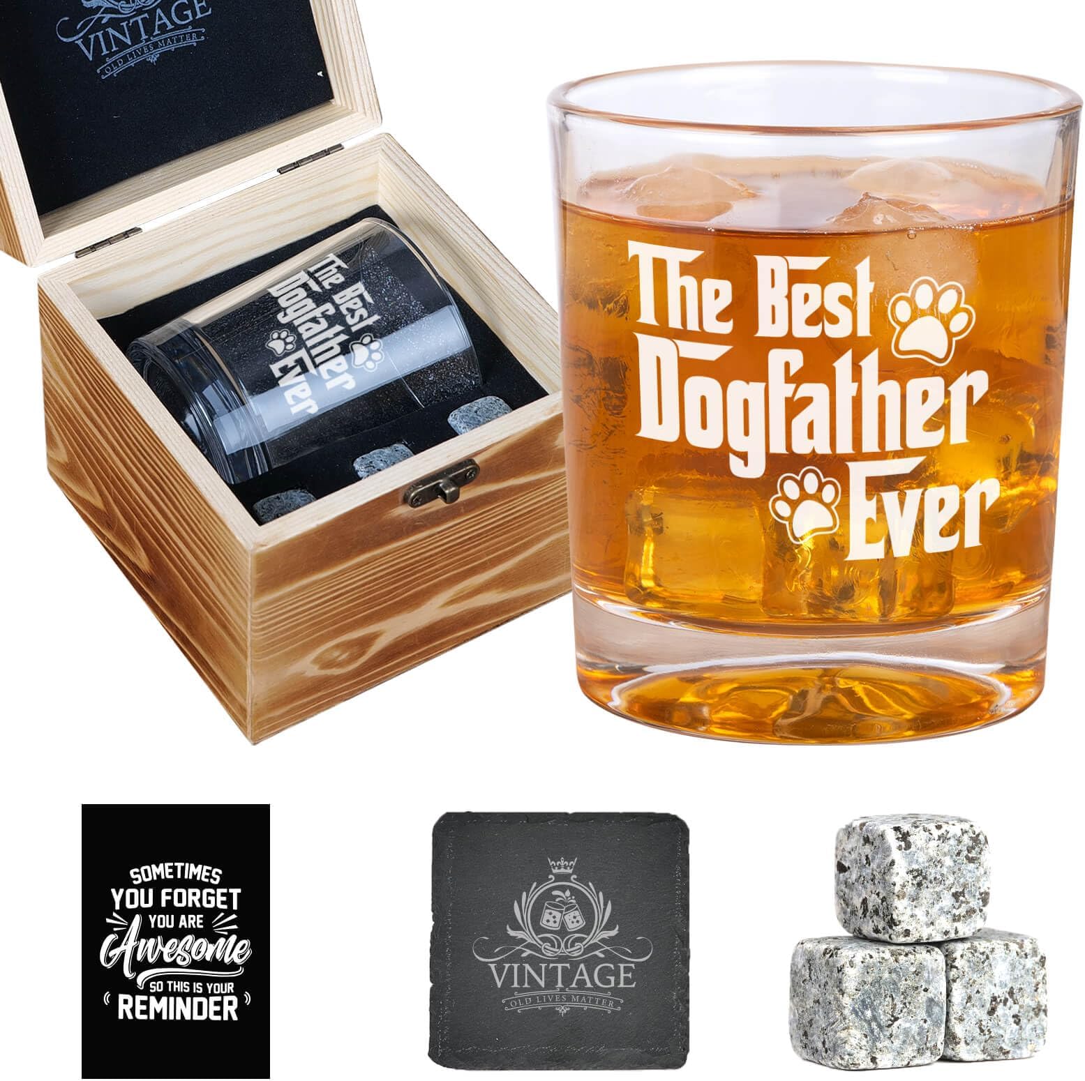 Ithmahco Dog Dad Whiskey Glasses - Funny Dog Dad Gifts For Men, Cool Gifts For Dogs Owner, Personalized Funny Father's Day Birthday Gift