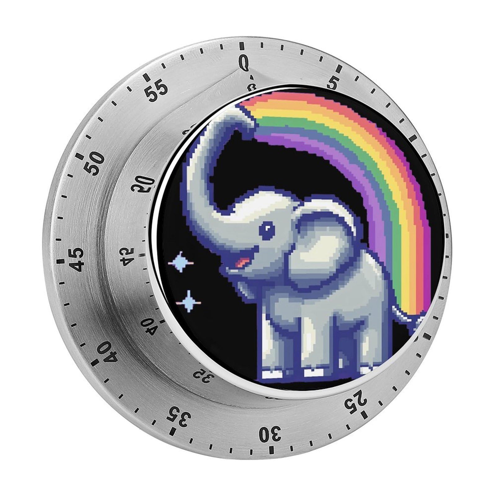 Digital Elephant with Rainbow Mechanical Timer with Alarm for Kitchen Cooking Productivity Stainless Steel Timers