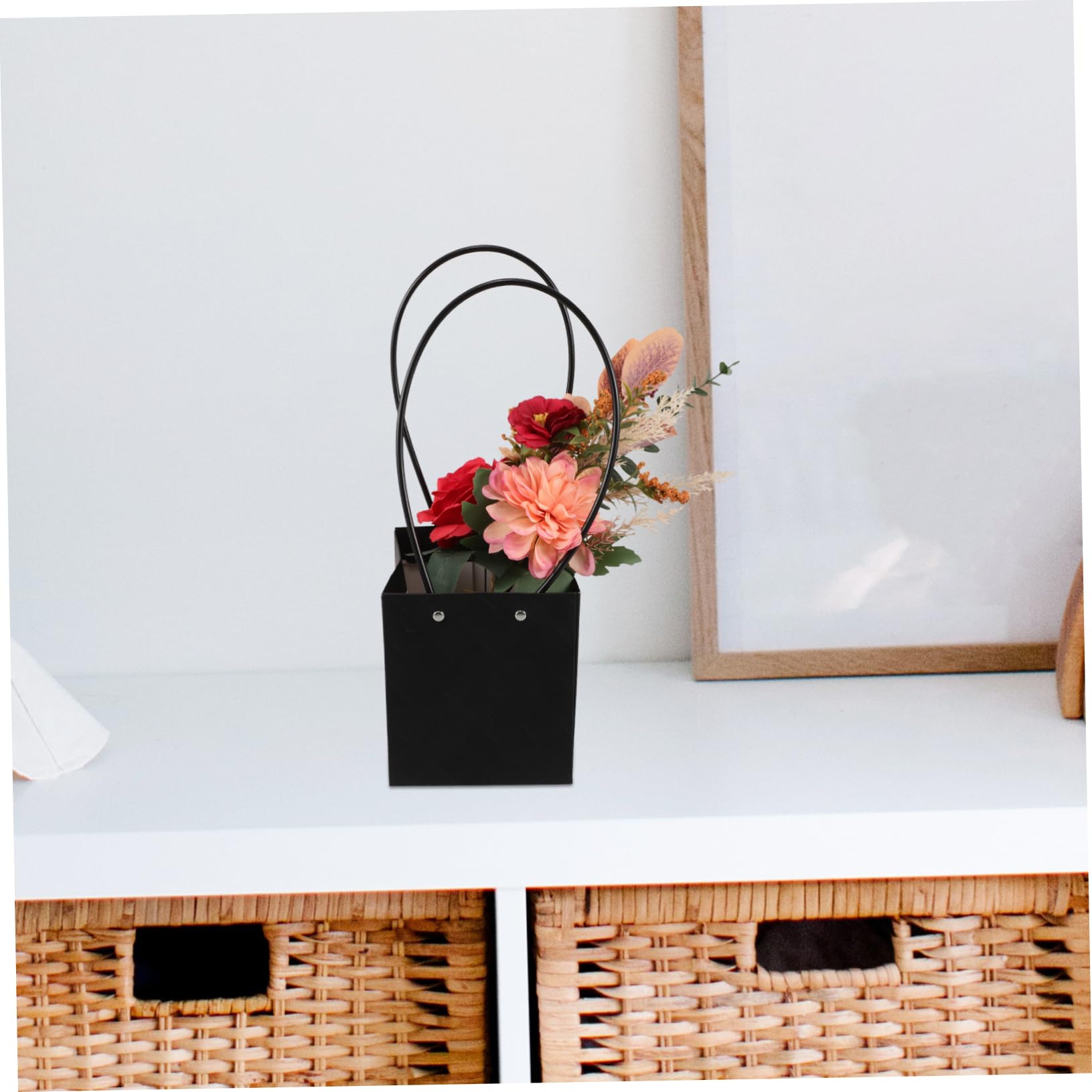 ABOOFAN 10stücke Blumenstrauß-tasche aus Kraftpapier mit Henkel Blumenpapierfarben Rechteckige Geschenktüten für Gestecke für Floristen und Hochzeitsarrangements