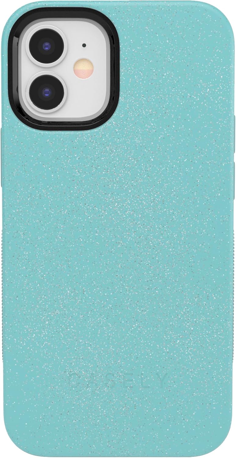 Casely iPhone 12/12 Pro Case | Aquamarine | Ocean Blue Shimmer | Bold Protective Design | Compatible with MagSafe