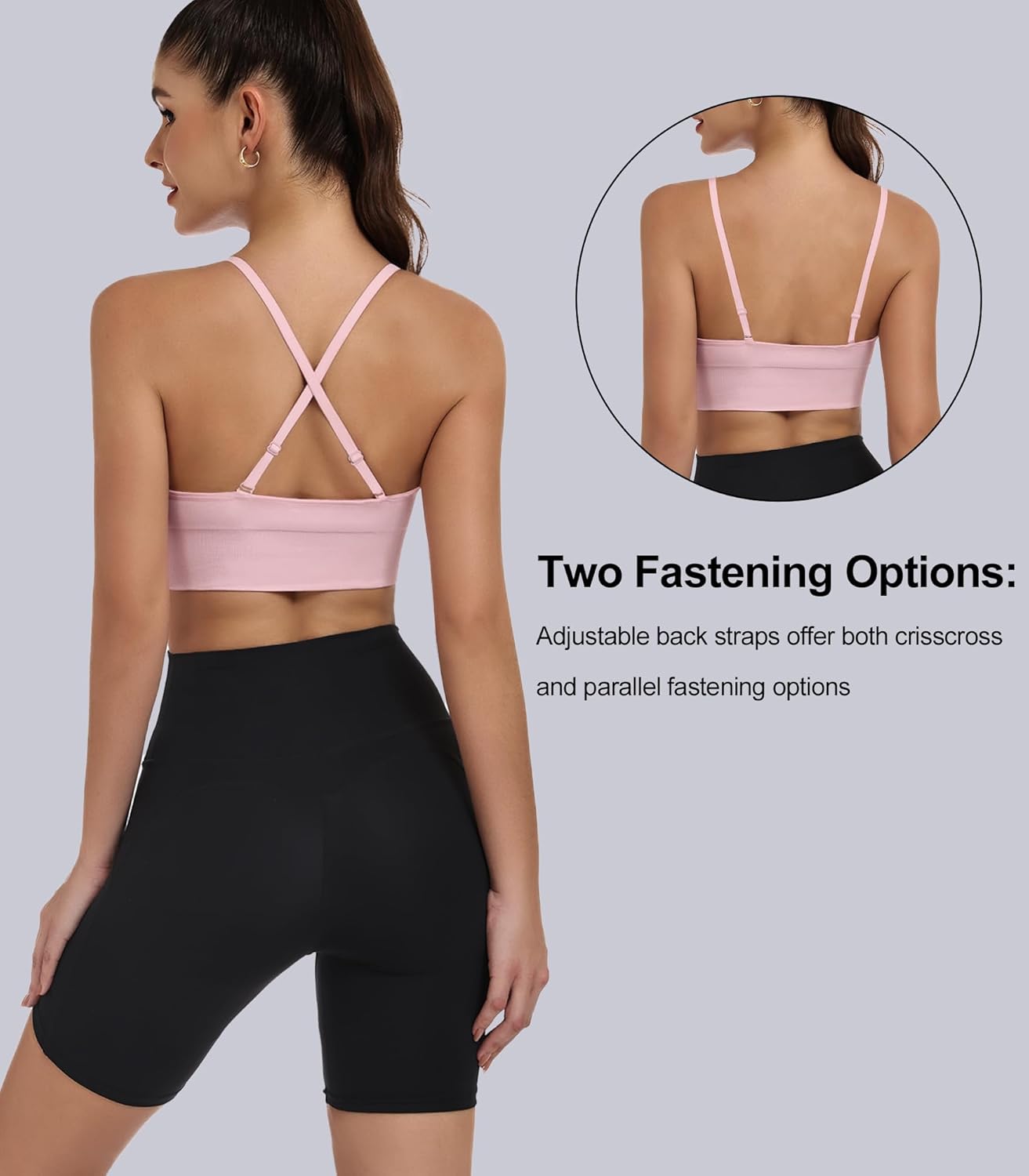 Womens Sports Bras Deep V Neck Wireless Padded Bra Adjustable Criss Cross Low Support Yoga Sexy Bras - Image 3