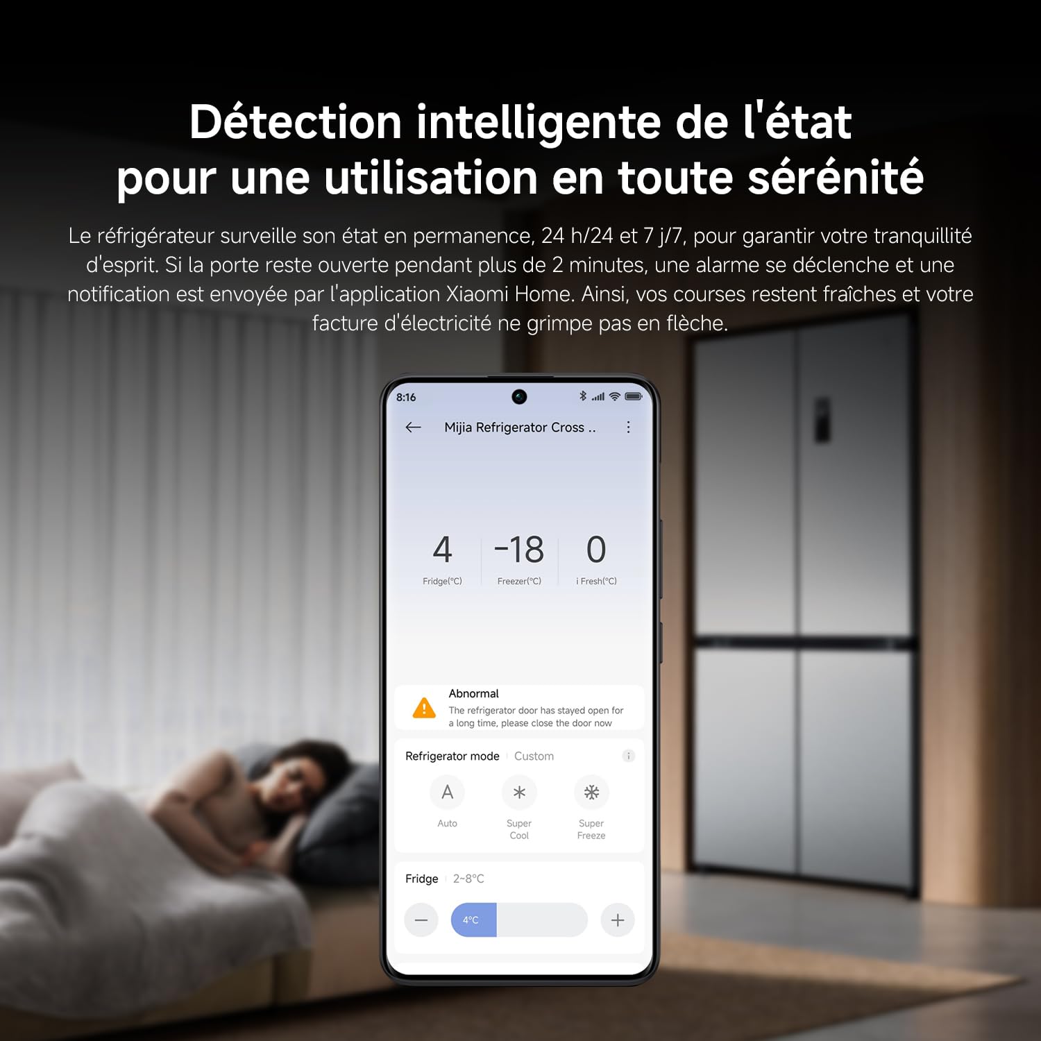 XIAOMI Mijia Réfrigérateur Multi-portes 502L, No Frost, Zone convertible i Fresh, Ag⁺ Antibactérien, Dual Inverter, Contrôle Intelligent, Faible Niveau Sonore, Argent, W852×D600×H1912 mm