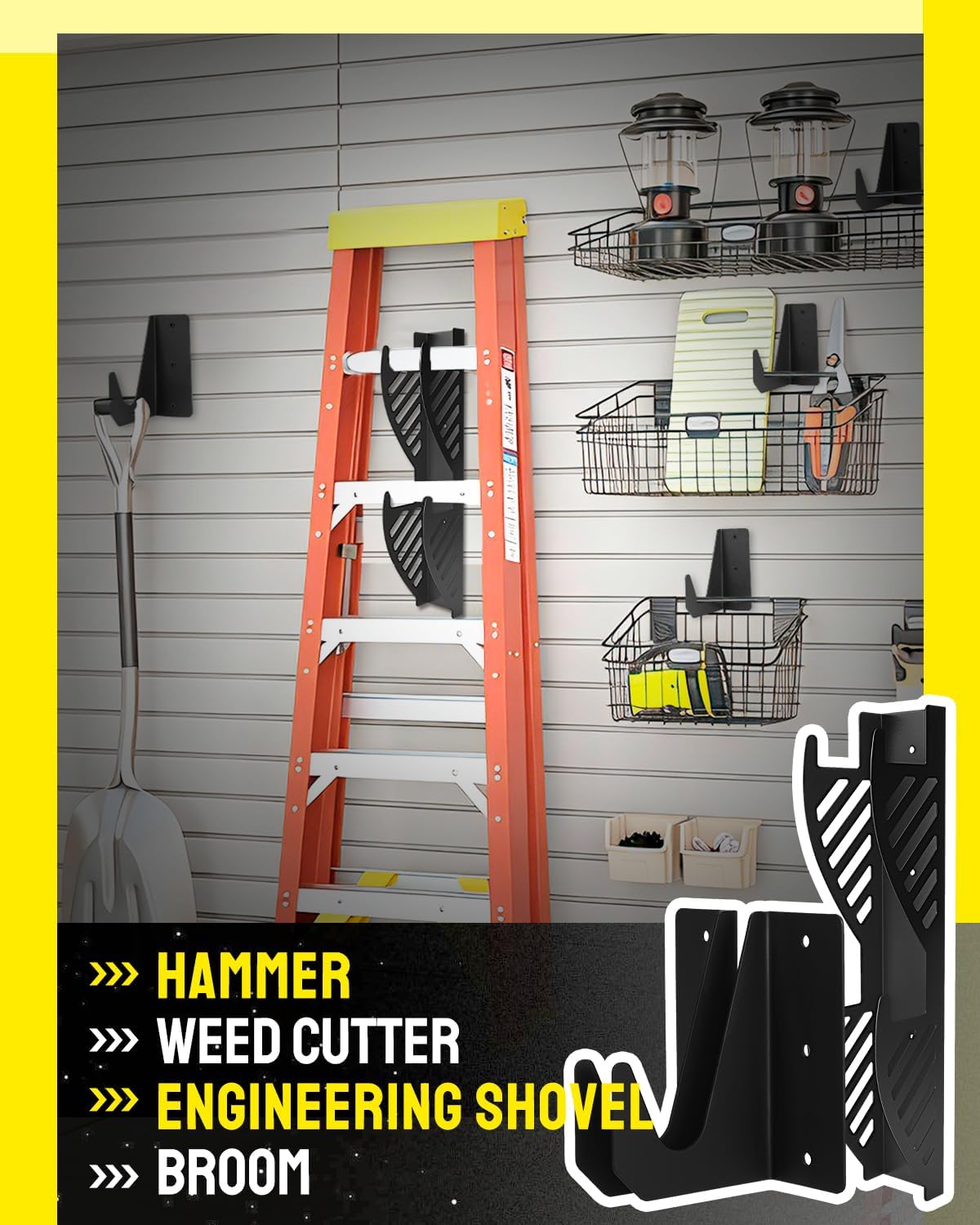 AutoEC 4 Pack Jack Stand Storage Rack Wall Mount Set – Jack Stands Rack & Wall Mount Jack Stand Holder Hooks, Fits 2-3 Ton Floor Jack Stands Tower Trailer Accessories Tool