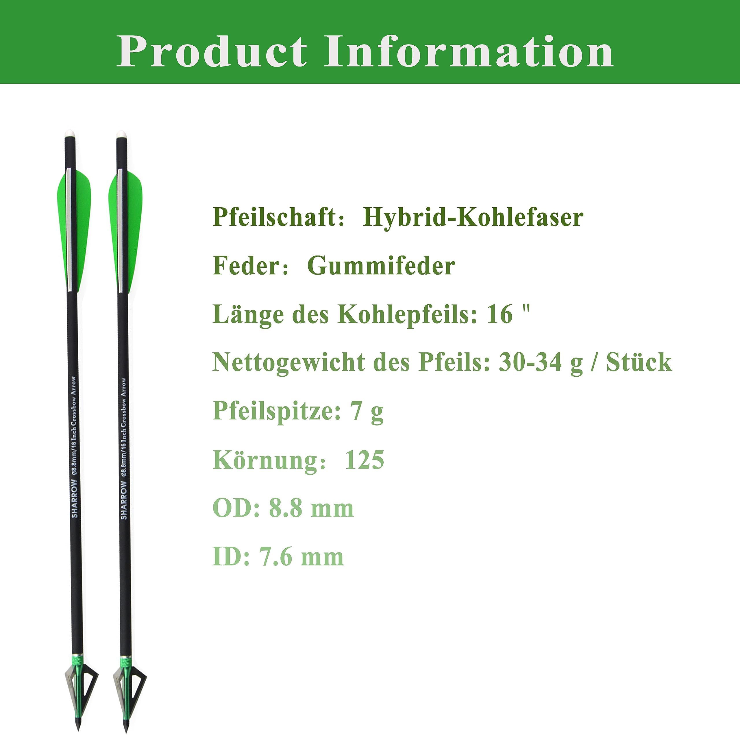 AMEYXGS 12pcs Flèches D'arbalète Mélangées de Carbone de Boules D'arbalète 16 "17" 18 "20" 22 "pour La Pratique de Chasse à L'arbalète et de Tir à l'arc