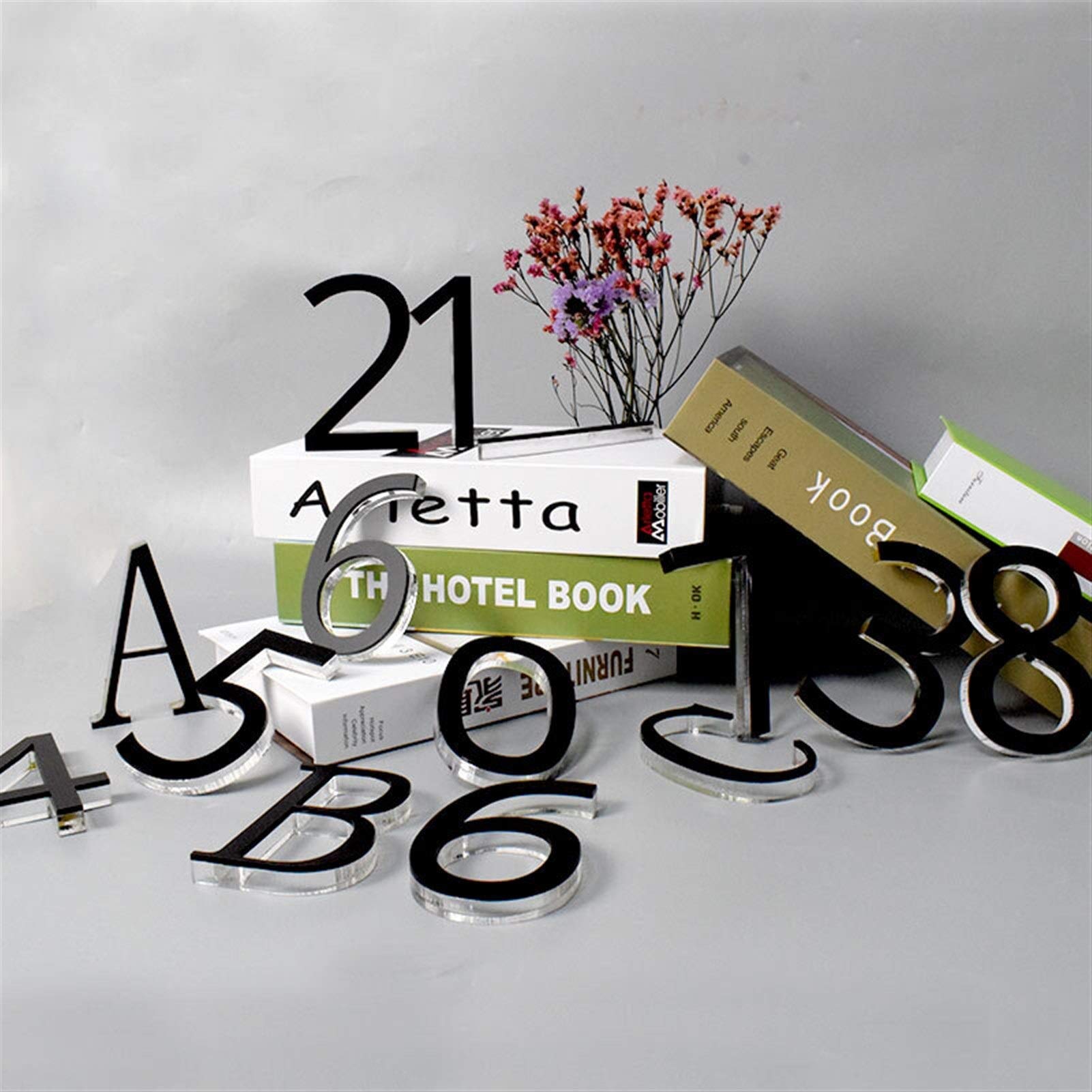 PYouo-Nummernschild Crystal House Numbers, Home Hotel Türschilder Edelstahl Brief Zeichen Adresse, 0-9 ABC Acryl 3D moderner Outdoor, Bestes Logo (Color : 6, Size : 300mm 12in)