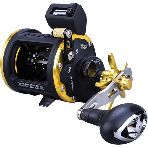 Sougayilang Line Counter Fishing Reel Conventional Level Wind Trolling Reel