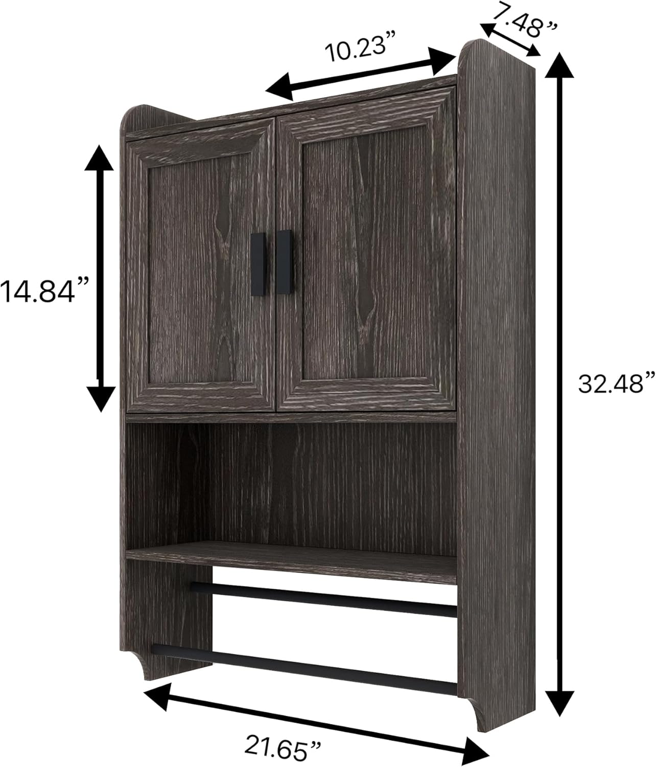 Bathroom Wall Medicine Cabinet over the Toilet Storage Cabinet Wall Mounted with Doors,Adjustable Shelf,Towel Bar and Paper Holder,Medicine Cabinet for Bathroom Rustic Grey Large 22''LX7.5‘’WX32.5‘’H