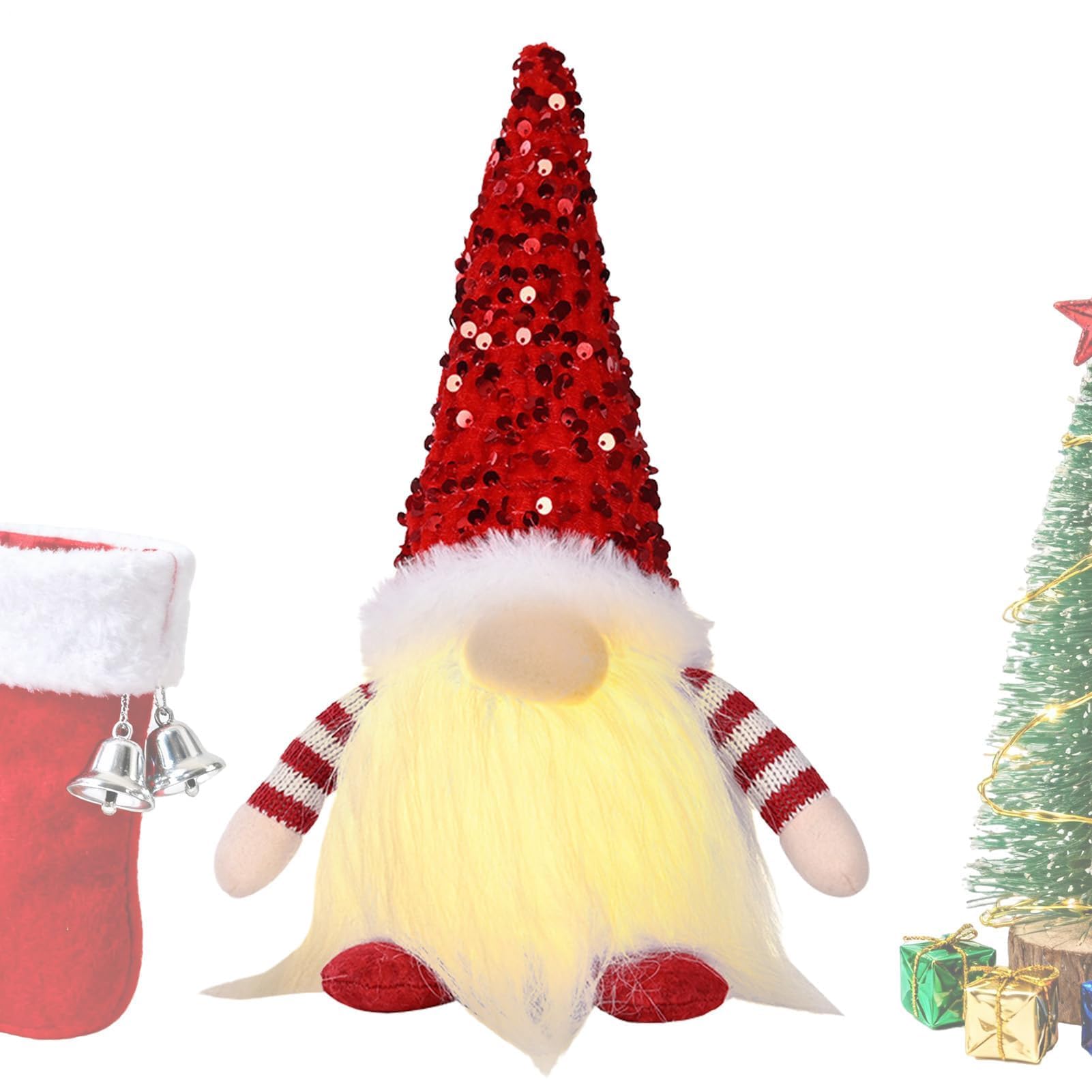 Gnomo - Decoraciones navideñas | Muñeca de peluche iluminada que funciona con pilas para vacaciones, Acción de Gracias, Pascua, decoración del hogar y el lugar de trabajo