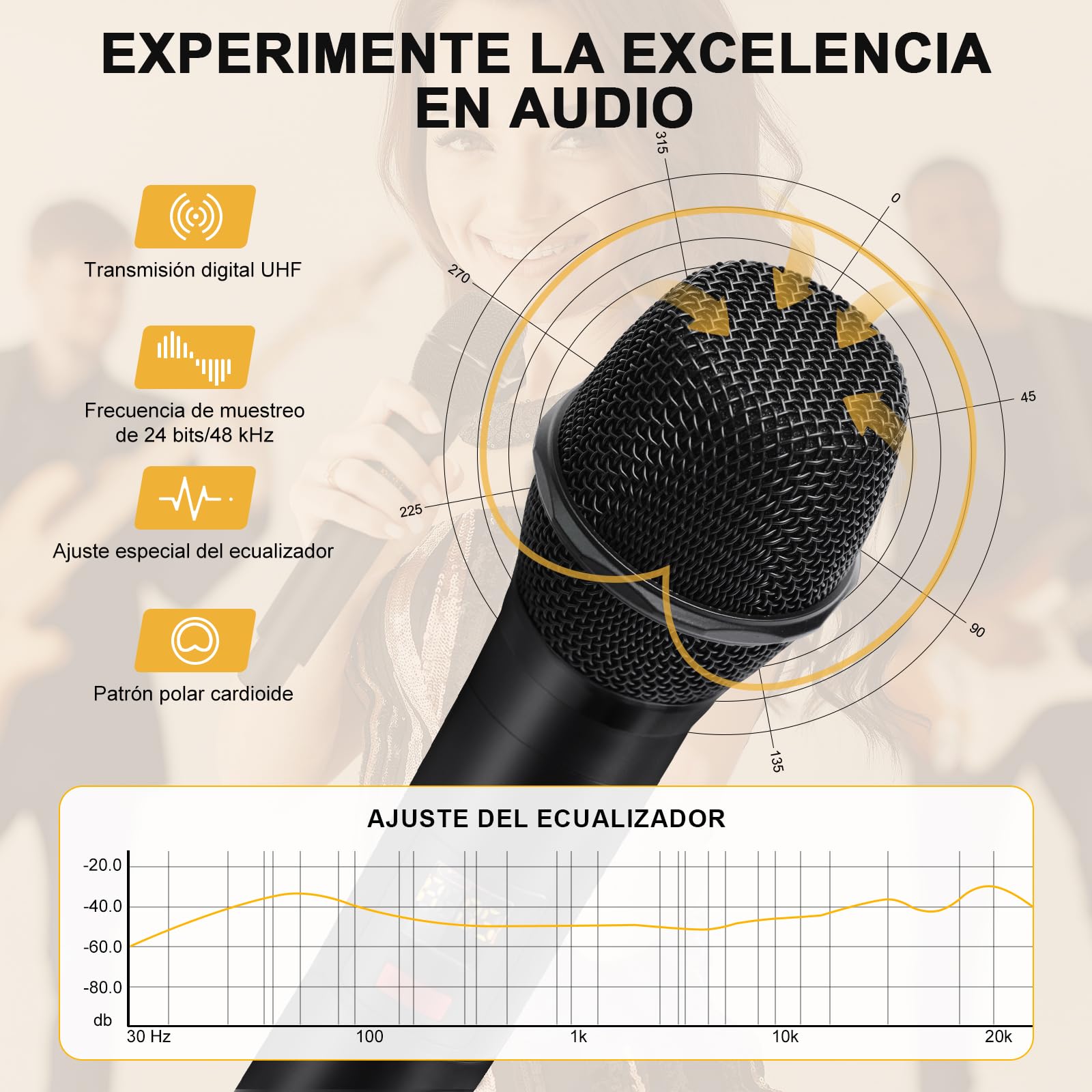 MELONARE Sistema de micrófono inalámbrico UHF Rack 4 Canales MWM-41F | 4 micrófonos de mano dinámicos, 4 x 10 frecuencias, alcance 260 ft, voces en vivo, karaoke, iglesia, DJ