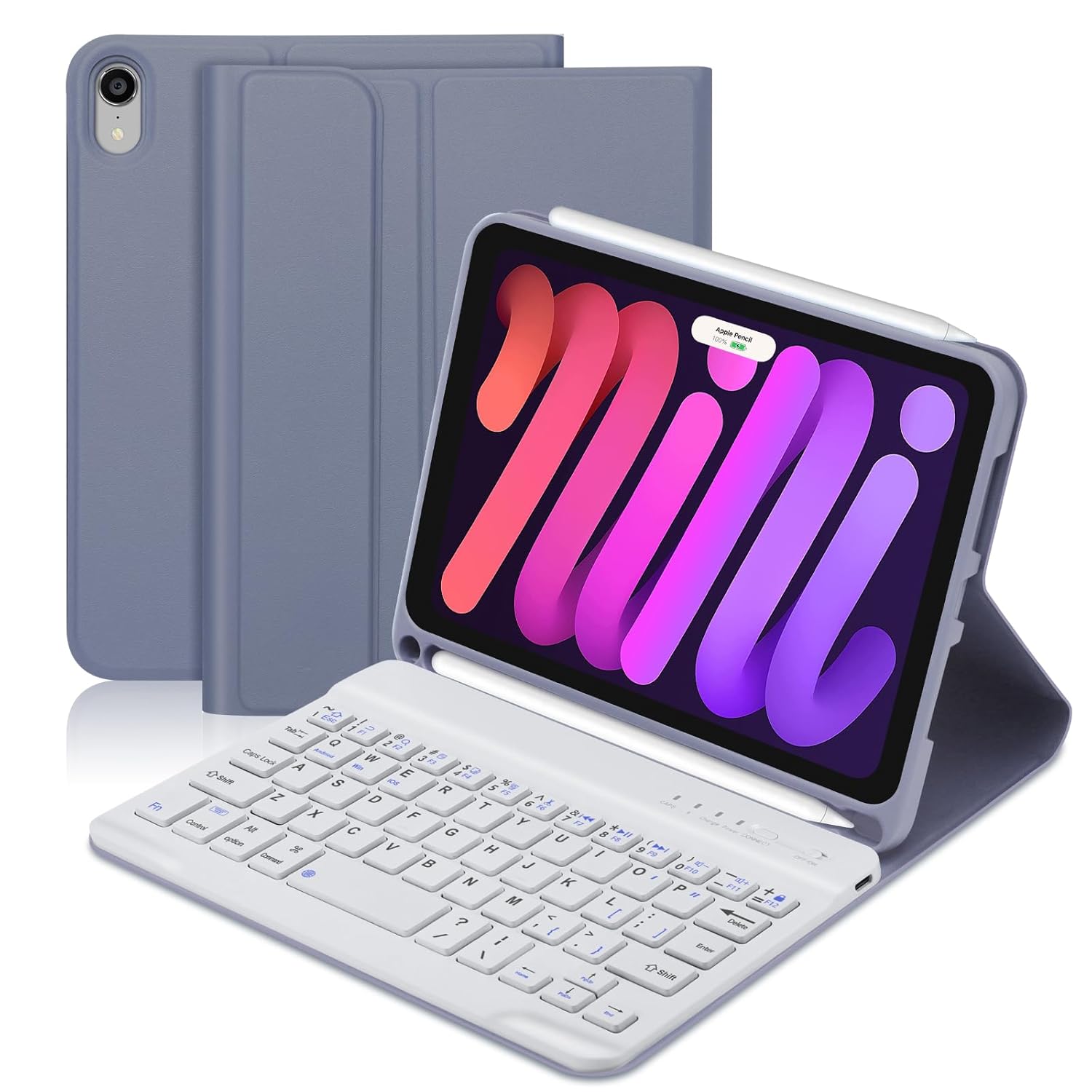BORIYUAN iPad Mini 6 Keyboard Case 2021, Detachable Wireless Bluetooth