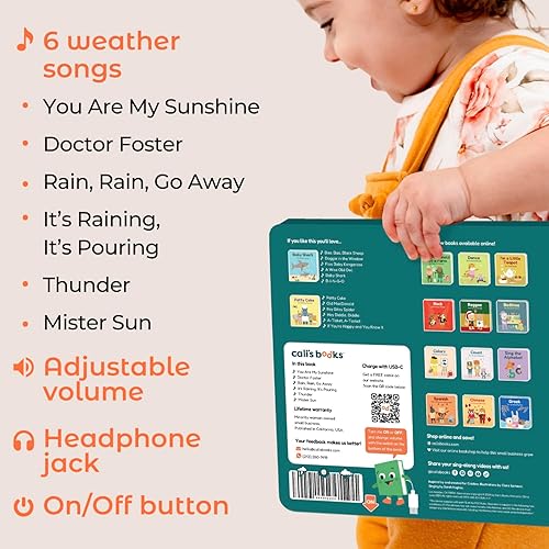 Miniatura 6 de Cali's Books You Are My Sunshine Libro de Música para Niños Pequeños de 1-3 Años - Libro Musical de Canciones de Cuna, Conector para Auriculares
