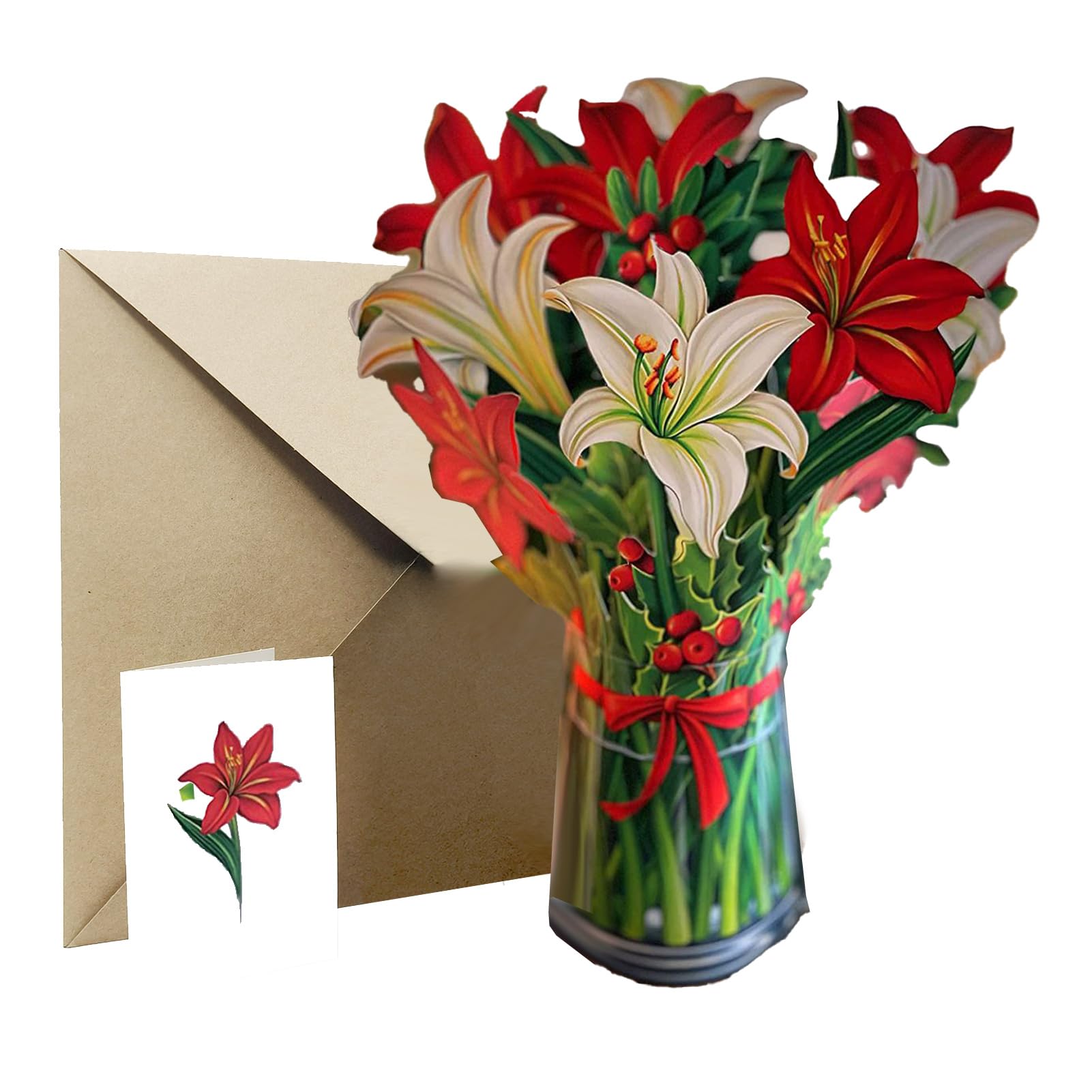 Bouquet di splendidi gigli e lupini | Biglietto pop-up di grandi dimensioni