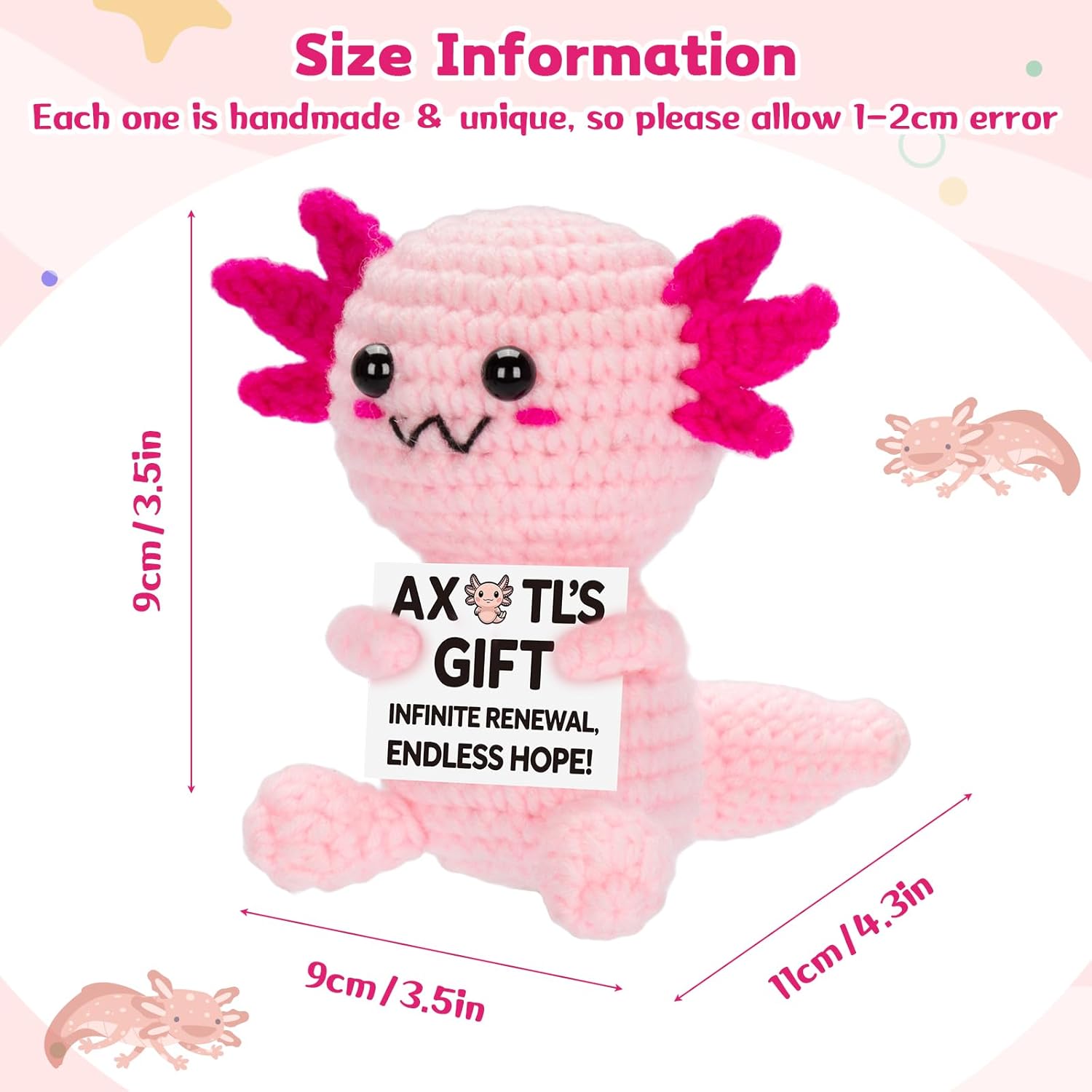 Positive Crochet Axolotll Plush Animals Emotional Crochet Doll Handmade Gifts for Women Friends (Axolotll) - Image 2