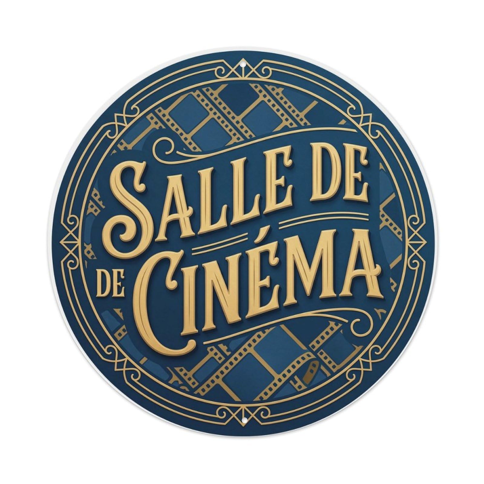 Metal Tin Sign Vintage Salle De Cinema Text Filmstrip