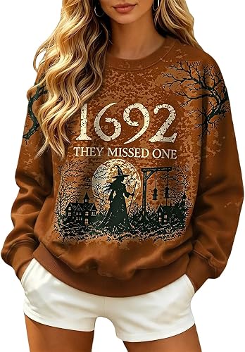 Womens Halloween Sweatshirt Salem Broom Company Women Witch 
