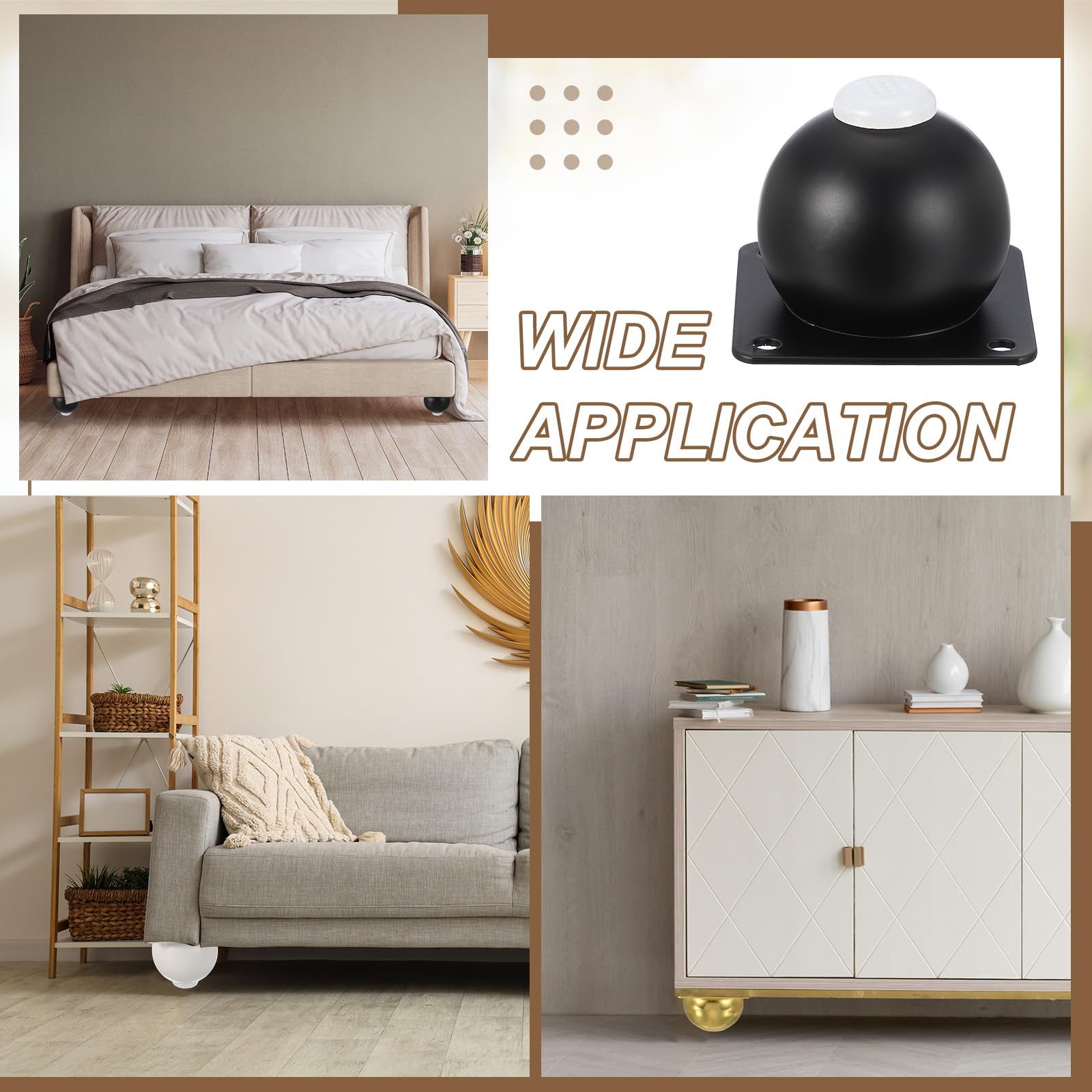 QUARKZMAN Juego De 4 Patas para Muebles para Cómoda Sofá Mesas 3.94" Dorado | Patas De Mueble De Esfera De Metal Resistente, Con Almohadillas De Goma, Cama Y Gabinete