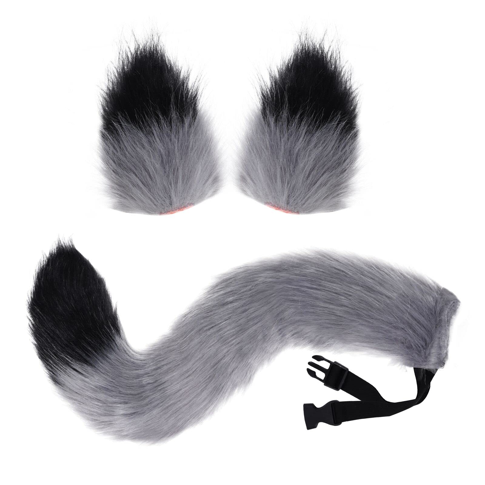 baotongle Fox Ears and Tail Costume Set, One Size, Grey and black