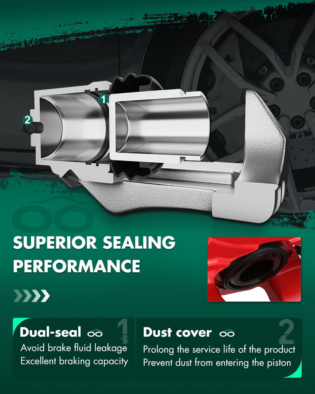 SCITOO Rear Left+Right Brake Calipers With Bracket 18B5046 18B5047 Red Compatible For Dodge Nitro 2007-2011 For Jeep Liberty 2008-2012 For Jeep Wrangler 2007-2017 For Jeep Wrangler JK 2018