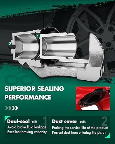 Miniatura 5 de SCITOO Pinzas de freno trasera izquierda+derecha con soporte 18B5046 18B5047 rojo compatible para Dodge Nitro 2007-2011 para Jeep Liberty 2008-2012