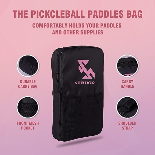 Miniatura 9 de Juego de 2 palas de pickleball con 4 bolas y bolsa. Juego de paletas de fibra de carbono T700 con agarre de grafito para principiantes y