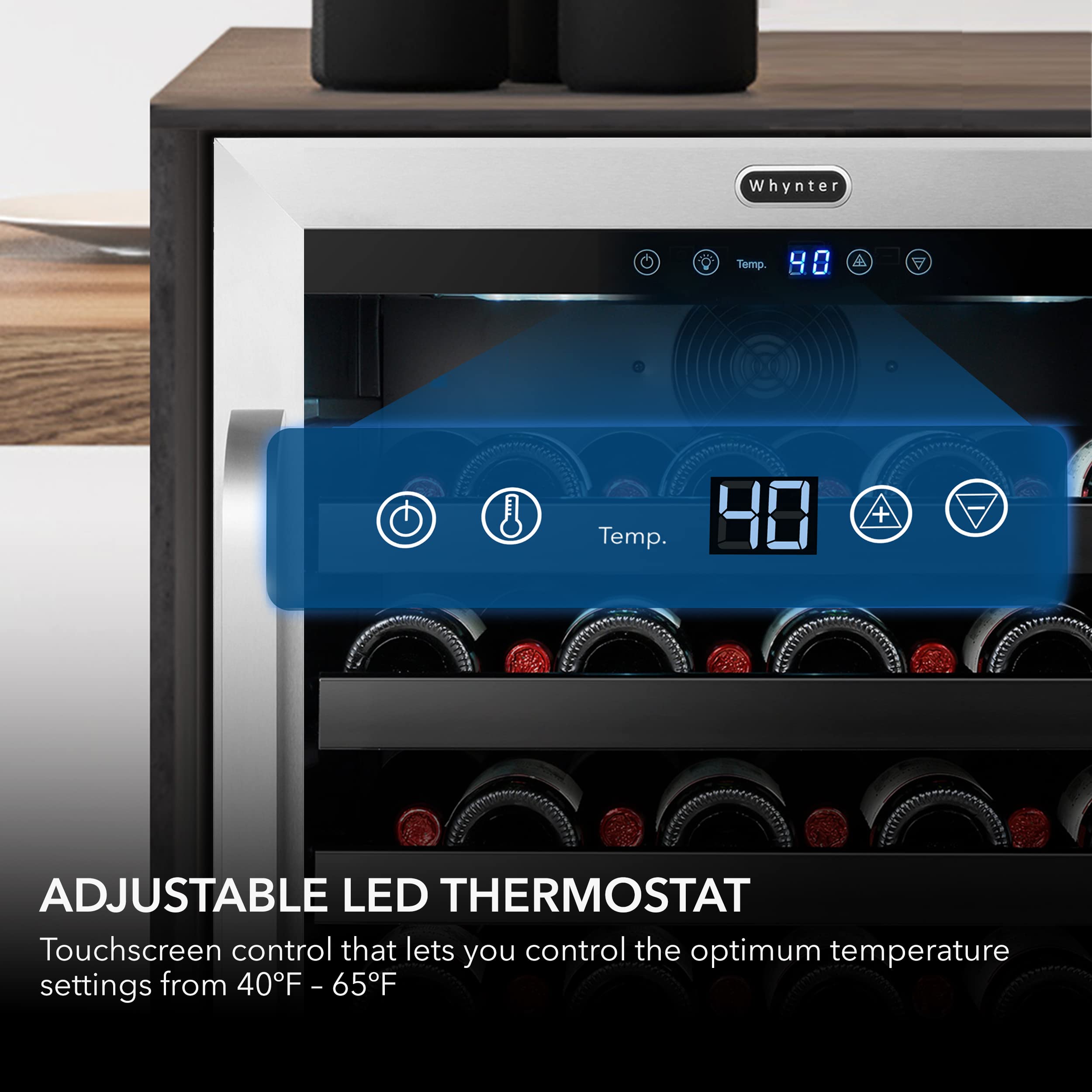 Whynter Bwr-408sb 24 Inch Built-In 46 Bottle Undercounter Stainless Steel Wine Refrigerator With Reversible Door, Digital Control And Lock on Fridge.com - View 6