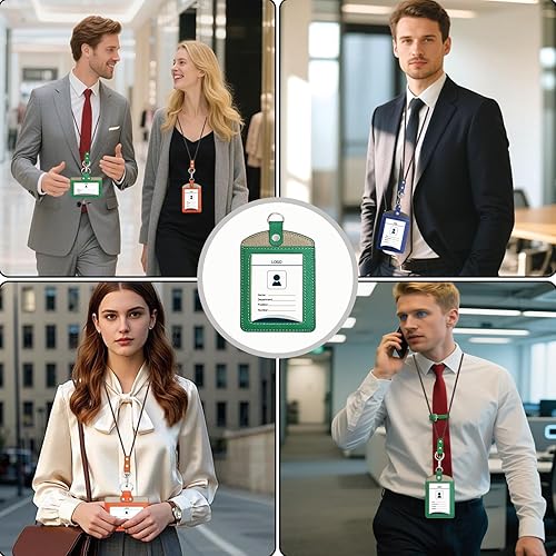 Vista 115 de Boshiho. Funda vertical, de piel, para tarjeta de identificación con cordón resistente., Bolso