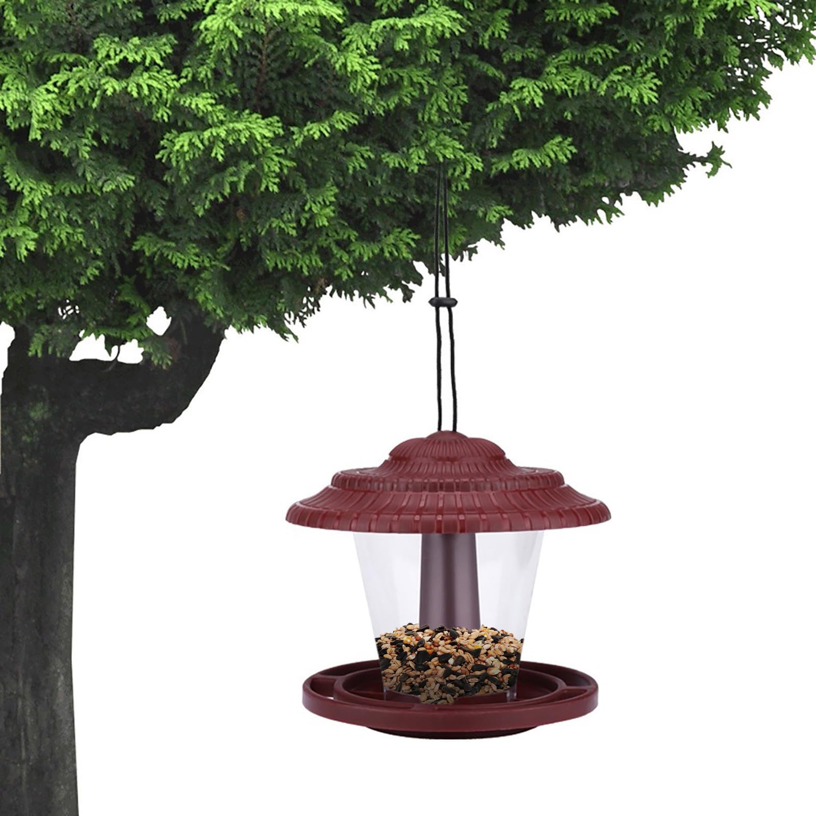Mangiatoie per uccelli da appendere, confezione da 2 mangiatoie per uccelli da esterno con tetto resistente alla pioggia, mangiatoie da giardino in plastica resistente, per decorazioni da cortile