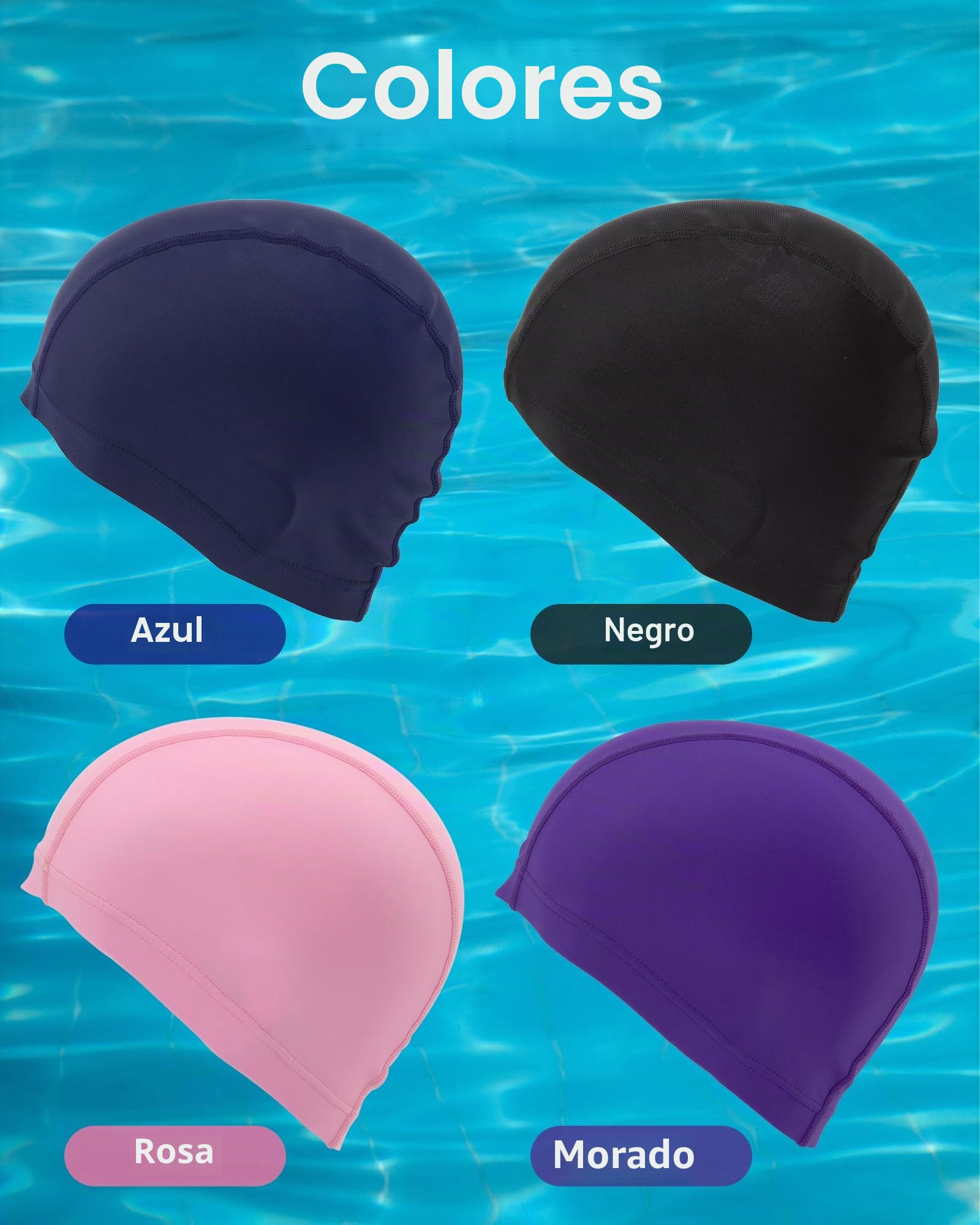 Gorro Natación Tela - Gorro Piscina Tela para Mujer Hombre Adulto y Adolescentes